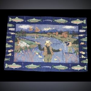 Colorful Fishing Scene Tapestry